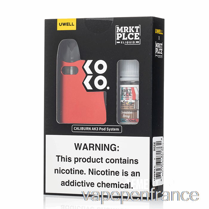 Kit Uwell X Dv Caliburn Ak3 + 50 Mg De Sel De Nic [rouge] Mrkt Plce - Stylo Vape Aux Baies Interdit